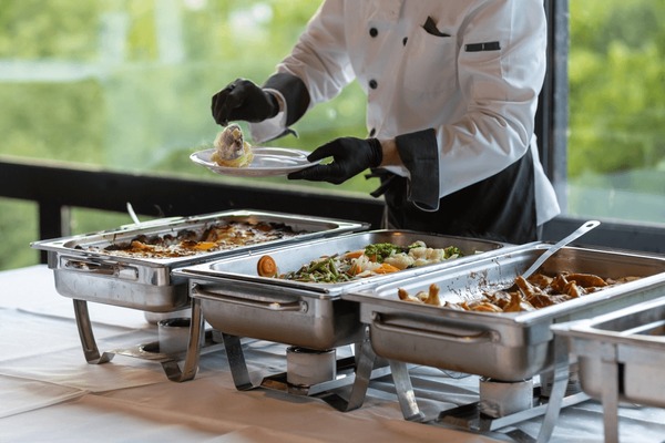 Chef serving food
